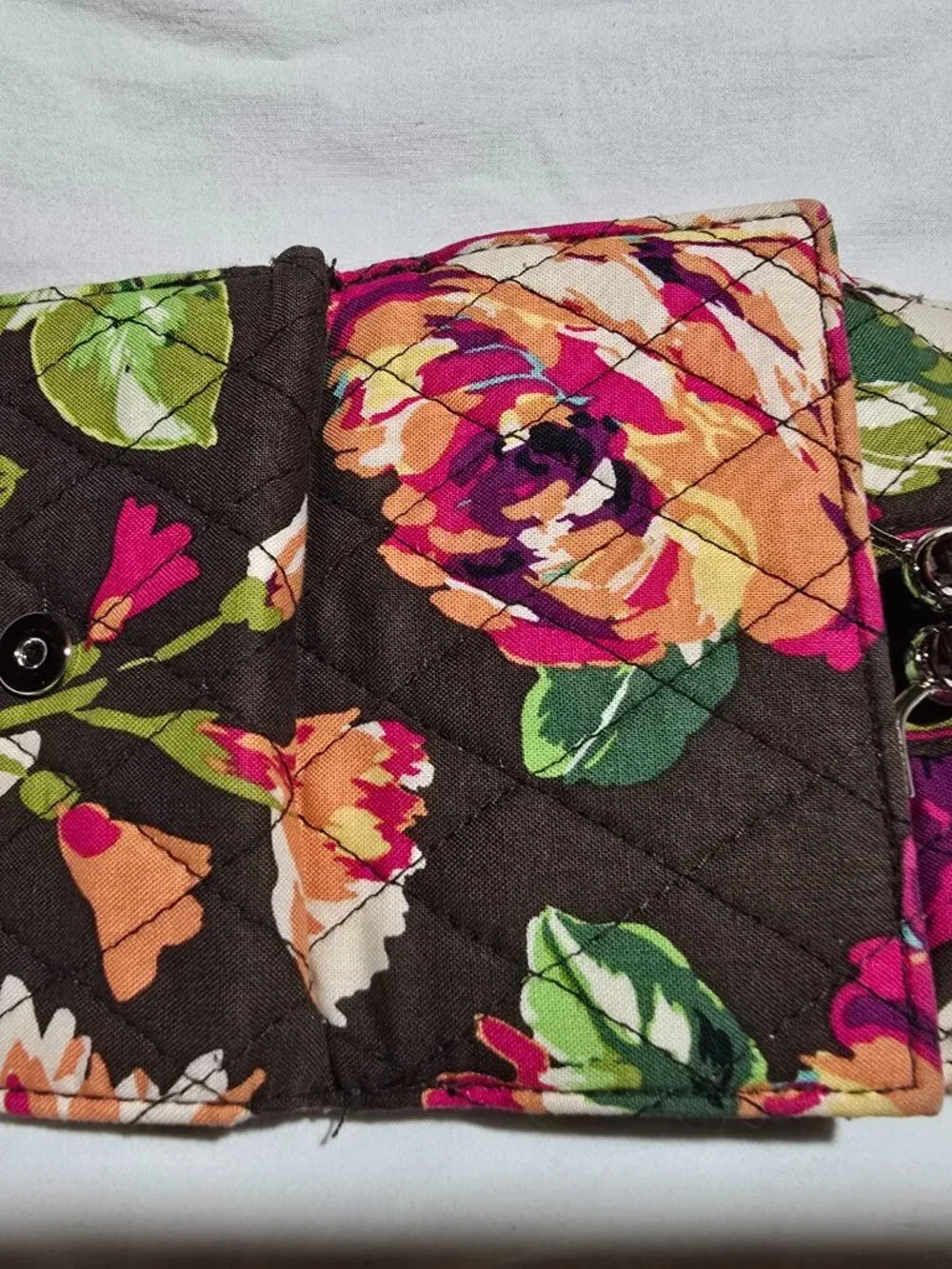 Vera Bradley "English Rose" Quilted Small Kisslock Clutch Wallet Floral Coin - Picture 2 of 9